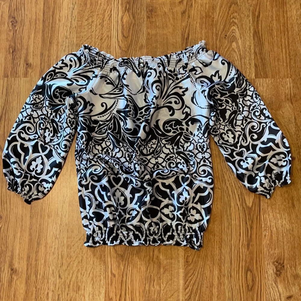 WHBM Black and White Blouse